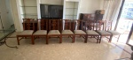 Oito cadeiras de madeira de lei com estufado - altura 100 cm - Largura 57 cm-profundidade 48 cm - RETIRADA BARRA DA TIJUCA