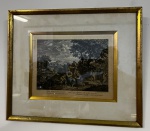 Gravura européia em moldura de vidro - Medida externa: 42cm x 36cm - Medida interna: 39cm x 33cm