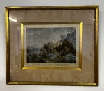 Gravura européia em moldura de vidro - Medida externa: 42cm x 36cm - Medida interna: 39cm x 33cm - Obs: o vidro está quebrado