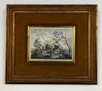 Gravura européia em moldura de vidro - Medida externa: 49cm x 43cm - Medida interna: 25cm x 19cm
