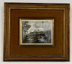 Gravura européia em moldura de vidro - Medida externa: 49cm x 43cm - Medida interna: 25cm x 19cm