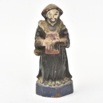 ARTE SACRA - Pequena imagem representando "São Felix "  em madeira policromada, Brasil, século XVIII. Peça de coleção. Medida: 12,5 cm x 5 cm