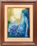 J JAOLINO - 1986 - " FLORISTAS" OSE - ACIED - Moldura em madeira nobre.  Medida Externa: 80cm alt. x 70cm comp. Medida interna: 40cm alt. x 54cm comp.