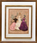 ABEL GOUBAUD - LITOGRAVURA FRANCESAS DO SÉCULO XIX REPRESENTANDO DAMAS FRANCESAS EM FORMATO TRIMENSIONAL COM ROUPAS DE ÉPOCA EM TECIDO. ASSINADAS. MOLDURA FOLHEADO EM DOURADO. PARIS. MI: 25 X 30. ME: 55 x 48 cm