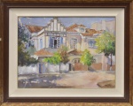 ASSINATURA NÃO IDENTIFICADA - ACID - OST - Quadro representando casa e arvores. ME: 67cm x 81cm. MI: 45cm x 60cm.