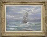 QUADRO -EUGÊNIO SCHUWALOFF-"MARINHO"-O.S.T - ME: 72 cm x 93cm MI: 48 cm x 69 cm; ugênio Schuwaloff nasceu em São Petersburgo, na Rússia, em 13 de dezembro de 1904. Era filho de Oficial da Marinha Imperial, porém não pode seguir a mesma carreira, depois da morte do seu pai na 1º Grande Guerra. Aos 14 anos, trocou a apostila pelo fuzil e foi lutar na Revolução Russa. Mais tarde, deixou a sua terra natal, trabalhando em vários países europeus e asiáticos, até que em 1928 chegou ao Brasil. Tornou-se brasileiro por convicção, tendo participado, inclusive da Revolução de 1930. Schuwaloff conheceu o Brasil de ponta-a-ponta, mas escolheu a cidade de Porto União como o final de sua odisséia, constituindo família e montando o seu atelier, onde nasceram as suas obras, as quais somam palácios, repartições, gabinetes e o nosso Batalhão. O artista morreu em 27 de junho de 1970, deixando enorme herança cultural, pois a sua obra tornou-se inspiração para sucessivas gerações, tornando-se o pai da pintura das Gêmeas do Iguaçu.