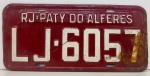 COLECIONISMO - Placa automotiva - Paty do Alferes - RJ - LJ 6057. Produto conforme fotos originais do lote.