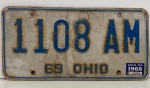 COLECIONISMO - Placa automotiva - Americana - OHIO - 1108 - AM. Produto conforme fotos originais do lote.