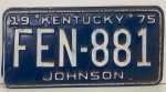 COLECIONISMO - Placa automotiva - Americana - KENTUCKY - FEN -881. Produto conforme fotos originais do lote.