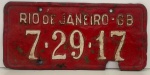 COLECIONISMO - Placa automotiva - Rio de Janeiro - GB (estado da Guanabara) - 72917. Produto conforme fotos originais do lote.