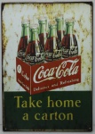 DECORAÇÃO - Placa decorativa retangular, COCA-COLA. Med. 41x29 cm. Produto conforme fotos originais do lote.