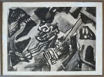 Roberto Burle Marx (1909-1994). ABSTRATO. 1983. Aguada de nanquim sobre papel. 29 x 38 cm (mi); 39 x 45 cm (me). Assinado e datado no cid. Moldura em acrílico. Manchas no passepartout e no vidro. 