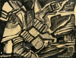 Roberto Burle Marx (1909-1994). ABSTRATO. 1983. Aguada de nanquim sobre papel. 29 x 38 cm (mi); 39 x 45 cm (me). Assinado e datado no cid. Moldura em acrílico. Manchas no passepartout e no vidro.