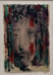 Waldemar da Costa (1904-1982). CABEÇA DE CRISTO. 1958. Guache sobre papel. 25 x 16 cm (mi); 46 x 36 cm (me). Assinado e datado no cid. Ricamente emoldurado e em ótimo estado de conservação.