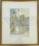 AUGUSTE RODIN - Sete dançarinas cambojanas - Reprodução da obra do artista frances Auguste Rodin. Med. 21,5X30,5cm, com moldura em madeira pintada de dourado e proteção de vidro, med.42X50cm