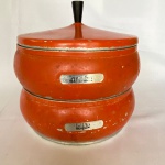 VINTAGE - PANEX - Porta mantimentos em alumínio com dois compartimentos, med.21cm de altura e 21cm diâmetro - Apresenta desgastes