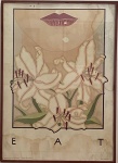 Cartaz Vintage do Restaurante Chez Panisse USA - Med. 50X70cm - Com moldura em madeira e proteção de vidro - Apresenta manchas