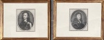 Par de gravuras antigas, representando nobre. 28,5 x 37 cm (cada). Medida total com a moldura: 34 x 42,5 cm (cada)