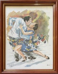 Casal dançando. Reprodução gráfica. 33 x 24 cm. Medida total com a moldura: 38,5 x 29,5 cm. Alio 97