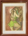 Casal dançando. Reprodução gráfica. 29,5 x 21,5 cm. Medida total com a moldura: 41 x 32 cm. Moreno 97