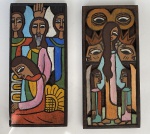 V. Lucia. Personagens. Par de talhas. 30 x 14 cm de altura (cada)