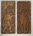 Ivo. Personagens. 2 talhas. Maior: 40 x 20 cm.