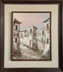 Autor não identificado. Vilarejo. Óleo sobre tela. 29 x 23 cm. Medida total com a moldura: 46 x 39,5 cm.