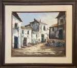 Autor não identificado. Casas. Óleo sobre tela. 45 x 37 cm. Medida total com a moldura: 58 x 65 cm