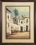 Autor não identificado. Casas. Óleo sobre tela. 40 x 30 cm. Medida total com a moldura: 46 x 56 cm