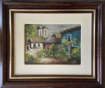 Ney. Casas. Óleo sobre placa. 17 x 23 cm. Medida total com a moldura: 36 x 41 cm