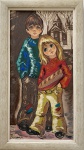 Feran (?) - Crianças, Óleo sobre tela, ACIE, circa 1973. 60 x 30 cm. Medida total com a moldura: 68 x 38 cm. (Obs. No estado)