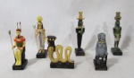 COLECIONISMO - Lote contendo seis (6) miniaturas em resina, ricamente policromada, representando a Coleção Mistérios Dos Deuses Egípcios - Salvat, sendo: Meretseguer, Sobek, Atum, Tatenen, Taweret, e Sekhmet. Medidas: maior: 12,5 cm de altura/ menor: 8 cm de altura, aproximadamente.