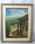 QUADROS -TREVIA - Casario em Ouro Preto, OST, assinado no CID, com moldura em madeira patinada. Medidas: moldura: alt 96 cm x larg 77,5 cm/ tela: alt 72 cm x larg 53,5 cm. Moldura apresenta pequenas falhas. DEVIDO AS DIMENÕES, ESTE QUADRO NÃO PODERÁ SER ENVIADO PELOS CORREIOS. NECESSÁRIO ENVIO POR TRANSPORTADORA.