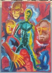 FERNANDO PAÇO, figuras abstratas, OST, assinado e datado 94 no CID, sem moldura, medindo 98 x 68 cm.