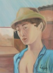 LUCIENE G. LONTRA, memino de engenho, OST, assinado e datado 94 no CID, verso: intitulado, autenticado e datado 19/02/94, medindo 80 x 60 cm, moldura 97 x 77 cm, (Luciene Gomes Lontra, 1960, Miracema, RJ, escultora e pintora, radicada em Brasília desde 1968; inicialmente esculpia em madeira e fazia colagens; em 1987, teve aulas de pintura na Oficina de Artes do Lago Sul, com a professora Marlene Godoy Barreiros, e seguiu como pintora).
