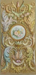 A. SCAPINI, composição com florais e volutas, OST, assinado no CIE, verso: com cartão da galeria Berimbau, Largo dos Jesuítas 109, Embu, SP, medindo 99,5 x 49,5 cm, moldura 110 x 59,5 cm.