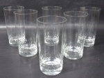 CRISTAL - Seis copos para água em cristal com decoração dito dedão. Medida14 cm X 7 cm.