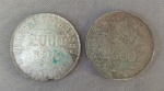 NUMISMÁTICA, Brasil, República, duas (2) moedas de 2000 reis, prata (900 milésimos), datas diferentes: 1911 e 1913 (anel de estrelas ligadas), peso 20 gr., cada uma, todas em muito bom estado de conservação.