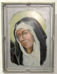 QUADRO, Nossa Senhora, OSE, pintura sacra sem assinatura, medindo 52 x 39 cm.