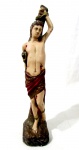 ARTE SACRA - Imaginária de São Sebastião em estuque, ricamente policromado. Med. altura: 46 cm: base: 8,5 x 8 cm. Faltam as flechas. Vide fotos!