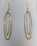 Brinco Em Ouro Amarelo 18k, Pendurado Oval Argola Linda Jóia, Peso: 5,7g
