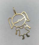 PINGENTE MENINA VAZADO CONFECCIONADO EM OURO AMARELO 18K, 26mm, PESO: 0,6g, VALOR DE MERCADO: R$ 600,00