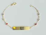 PULSEIRA INFANTIL BABY EM OURO AMARELO 18K, DE CHAPINHA E ZIRCONIAS COLORIDAS A, PESO: 0,9g, VALOR DE MERCADO: R$ 930,00