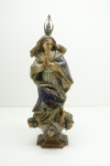 ARTE SACRA - Imagem de Nossa Senhora da Conceição, madeira policromada e com rica douração. Acompanha coroa em metal prateado . Altura 40 cm.