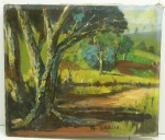 QUADRO - OST, Tela, assinado H. Carlia - Paisagem. Med. 27x32 cm.
