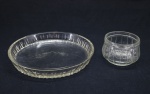 DEMI CRISTAL - Lote de 2 peças em demi cristal, 1 tigelas e 1 prato. Med. 20,5 cm e 6 cm. Bicado.