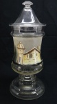 DEMI CRISTAL - Compoteira pintada a mão. Med. 38 cm.