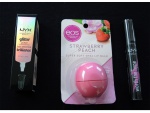 Kit beleza com 3 produtos americanos  composto de 2 NYX glitter base perfectrice brillance, worth the hype e Lip balm EOS strawberry