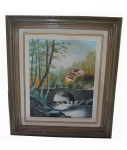 OST - Thais- representando paisagem, acid, datado 91, medindo 44 x 66 (tela), 62 x 71 com moldura,