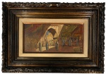 QUADRO - ÓLEO SOBRE EUCATEX. ASSINADO NO CIE. LOCALIZADO E DATADO NO VERSO. "PORTAL MARROQUINO 1993". ASSINATURA NÃO IDENTIFICADA., MEDIDAS; 19,8 X 39,5.